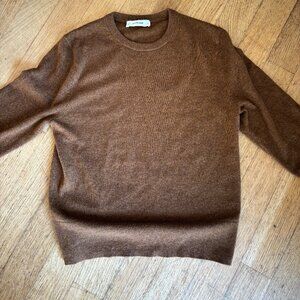 Everlane Cashmere Slim Crew Sweater Heathered Toffee (Medium)